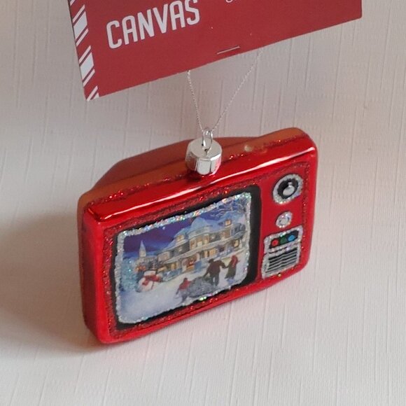 CANVAS Vintage TV Glass Ornament with Traditional Christmas Scene BNWT - Picture 5 of 5